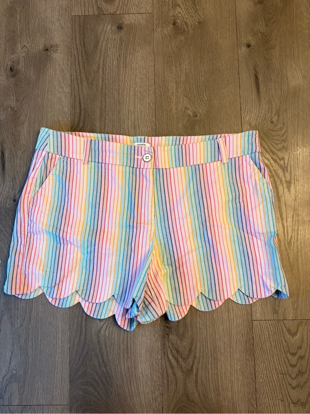Women’s Crown & Ivy Rainbow Shorts with Scalloped Hem